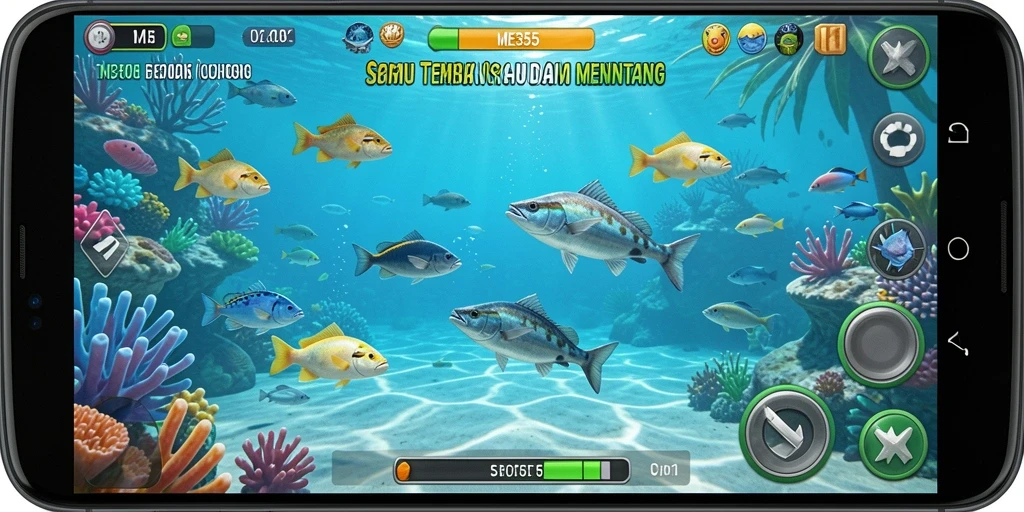 Tampilan gameplay menembak ikan di ME355 yang seru.