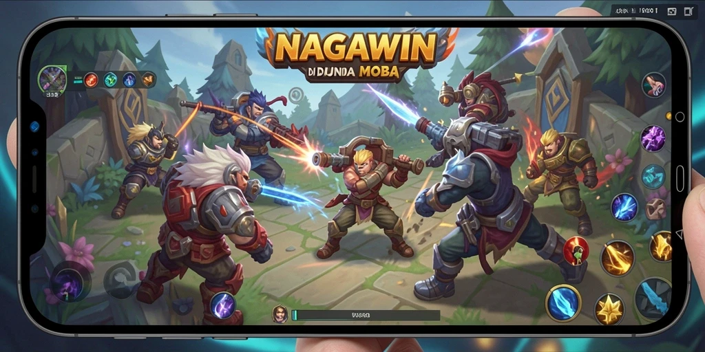 Screenshot gameplay seru NAGAWIN yang menunjukkan pertarungan epik.